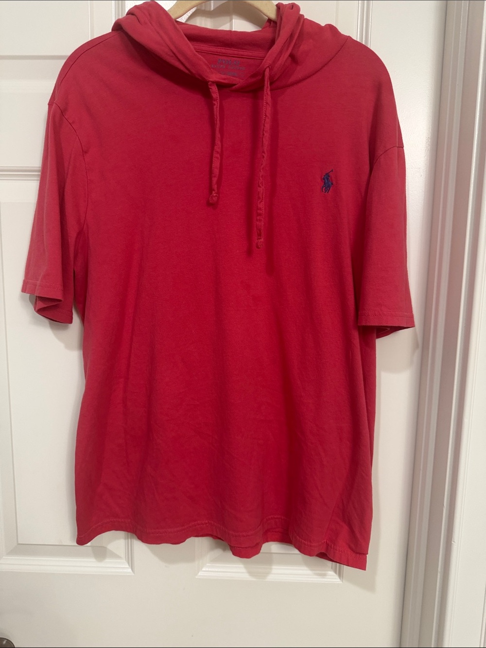 Polo by Ralph Lauren Red Short-Sleeve Hoodie with Navy Pony